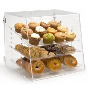 Free Design Food Shop Counter Top Clear Acrylic Bread Display Retail Bakery Cake Display Case