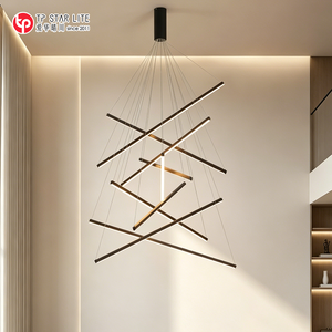 Luminaire suspendu linéaire LED personnalisé pour escalier, salon, lustre moderne sur mesure pour plafond haut, hôtel, maison - Product Image 2