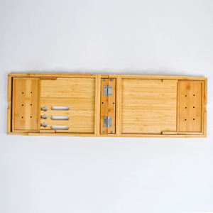 Cadeau de fête prénuptiale : Plateau de bain extensible en bambou pour salle de bain avec <span class=keywords><strong>porte</strong></span>-verre à vin - Product Image 5