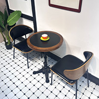 Ensemble de table et de chaises de style rétro en cuir pour café et restaurant, mobilier commercial pour hôtel
