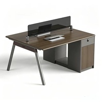Bureau de direction R en panneaux de particules E0 importés d'Allemagne avec papier décoratif, bordure en PVC, verrouillage par mot de passe et écran en verre trempé noir
