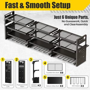 Organizador de herramientas eléctricas, estante de almacenamiento para garaje de montaje en pared, soporte de Taladro Inalámbrico, estante de utilidad resistente de 4 niveles - Product Image 5