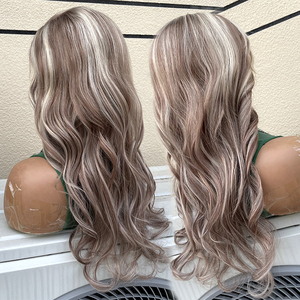 Peluca de Cabello Humano Rubio Ceniza con Frente de Encaje 13x6, Peluca sin Pegamento con Encaje HD Rubio Mezclado con Marrón para Uso Diario, Venta de Fábrica - Product Image 2