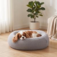 Lit de couchage solide Hesen pour animaux de compagnie, en tissu Teddy lavable, mousse à mémoire de forme, confortable, en velours côtelé, lit-caverne pour chien et chat