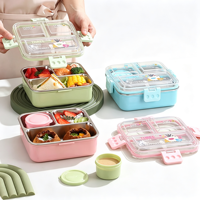 3-Fach Edelstahl Bento Lunchbox Auslaufsicher BPA-Frei Lebensmittelbehälter Mit Saucenbecher für Schule Büro Kinder