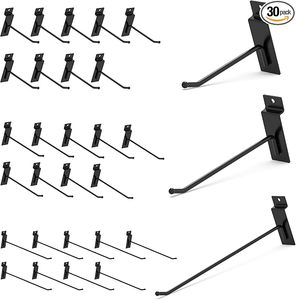 5.2 slatwall <b>hooks</b> 4"/6"/8" 30PC Black Vietnam Origin <b>Hooks</b> & Rails <b>Pegboard</b> Mounted Industrial 30lb weight capacity - Product Image 6