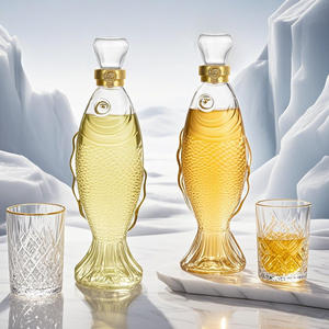 Ru Star vente en gros de haute qualité 500ml bouteille de boisson en verre en forme de poisson bouteille de jus de <span class=keywords><strong>vin</strong></span> en verre avec <span class=keywords><strong>bouchon</strong></span> en verre - Product Image 5