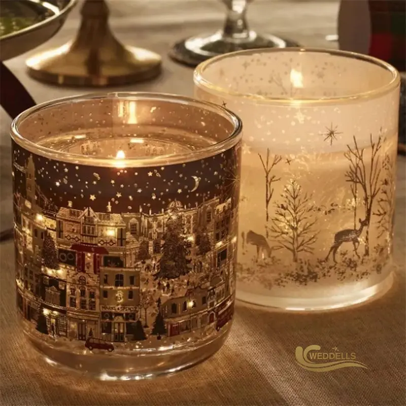 Weddells ornamento profumo regalo barattolo di vetro candela per aromaterapia piccola casa di città accendere gelatina candela cera di soia