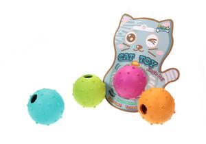 Contoh gratis mainan hewan peliharaan <span class=keywords><strong>Spiky</strong></span> karet tidak beracun bola gemerincing kucing mainan bermain - Product Image 4