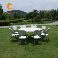 Table ronde pliante en plastique de taille générale de 6 pieds (180 cm) pour mariage, événement, fête, vente chaude, location, pas cher, portable, durable