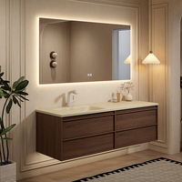 Meuble de salle de bain à bassin intégré de style antique personnalisable avec lavabo en céramique mate finition peinture coiffeuse vanité