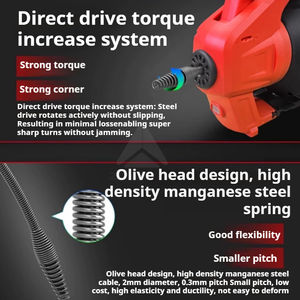 Charging Cordless Drainage Cleaner Snake Shaped <b>Spiral</b> Drill Pipeline Dredger - Product Image 3