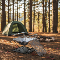 Barbecue au charbon de bois pliable en acier inoxydable portable et détachable pour le camping