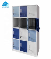 Casier moderne en métal à 12 portes, réglable, enduit de poudre pour l'atelier de bureau à domicile, vêtements de dortoir multicolores