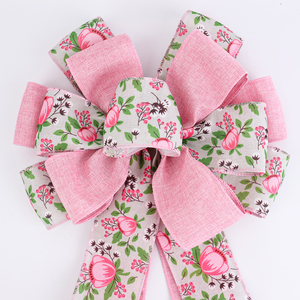 Fiocchi Grandi Rosa in Tela di Juta Naturale per Albero, Matrimonio, Festività, Artigianato, Fiori Estivi e Primaverili, Ghirlande per Porta d'Ingresso - Product Image 3