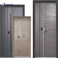 Puerta de Entrada Pivotante Moderna de Aluminio con Paneles Tallados, Rotura de Puente Térmico, Doble Acristalamiento, Características de Seguridad e Insonorización para Entrada de Villa