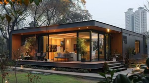 Serre moderne d'extérieur coupe-vent à toit plat avec structure en aluminium, véranda préfabriquée, jardin d'hiver mobile, maison en verre. - Product Image 5