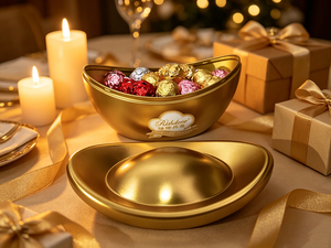 Scatola Regalo di Cioccolato a Forma di Lingotto Yuanbao Dorato, Assortimento Multicolore Avvolto in Foglio d'Aluminiio, Snack Premium <span class=keywords><strong>per</strong></span> il <span class=keywords><strong>Capodanno</strong></span> Lunare - Product Image 4