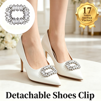 Clips de chaussures détachables en strass à monture ovale, décorations pour talons hauts de mariage