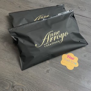 Luxury Matte Black Gold Logo Zipper Bags, Custom Logo Printed Waterproof Plastic Zip Pouches For Underwear Beauty Product - Product Image 1
