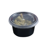 Contenants alimentaires ronds en plastique de 1 oz, taille personnalisée, vente en gros d'usine, gobelets jetables pour sauces à emporter avec couvercles