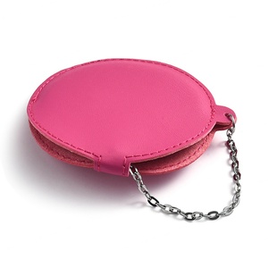 Custom Logo PU Pouch Cosmetic Hand Mirror Cute Pocket Compact Mini Mirror Debossed Pattern Mirror - Product Image 6