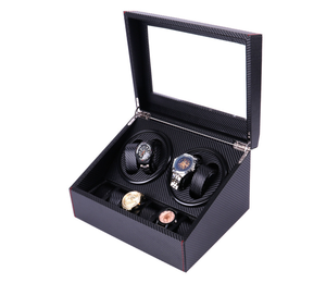 JLY 2 <strong>Winder</strong> 4 Slots Square MDF Multifunction Black Rotating Electronic <strong>Watch</strong> Storage <strong>Box</strong> - Product Image 4