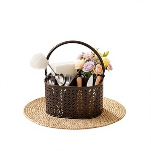 Cesta de Almacenamiento Ovalada de Metal con Asa, Diseño Rústico para Uso en la Cocina - Product Image 6