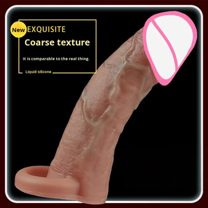 Verdickte verlängerte weiche Silikon Vibrator Männer Penis vergrößerung Männer Silikon Kondom Sexspielzeug - Product Image 1