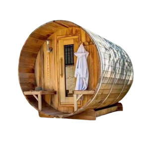 Sauna rond en cèdre Hemlock pour 4 personnes, chauffé au bois, cabine de vapeur extérieure pour villa, usage familial - Product Image 4