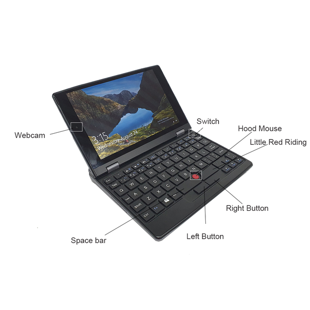 12G Ram Pocket Notebook Computer with 7 Inch IPS Touch Screen Intel Gemini Lake J4105/J4125 Win10/11 Keyboard Battery Included