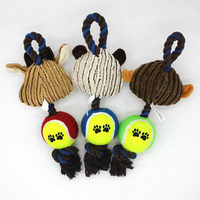 Nouveautés Articles pour animaux de compagnie Jouet pour chien Ballon Jouet pour chiot qui couine Ballon en corde de coton Jouet pour chien pour mâcher et jouer
