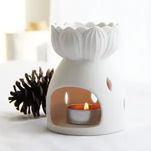 Top selling white ceramic flower tealight candle holder for wedding