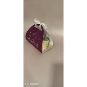 Rigid Paperboard Gift <b>Box</b> Handbag Shape With <b>Clear</b> Window Gold Foil Design And Ribbon Handle For <b>Cake</b> Packaging - Product Image 1