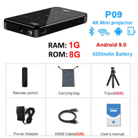 Salange P09 4K 3D DLP Full HD Projecteur Mobile Cinéma Domestique LED Proyector Portaflix Interactif Android Vidéo Smart Mini Projecteur Portable