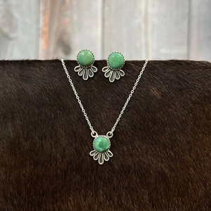 ชุดสร้อยคอและต่างหูเงินแท้ทำมือประดับด้วยพลอยคิงแมนเทอร์ควอยซ์สำหรับเป็นของขวัญ - Product Image 1