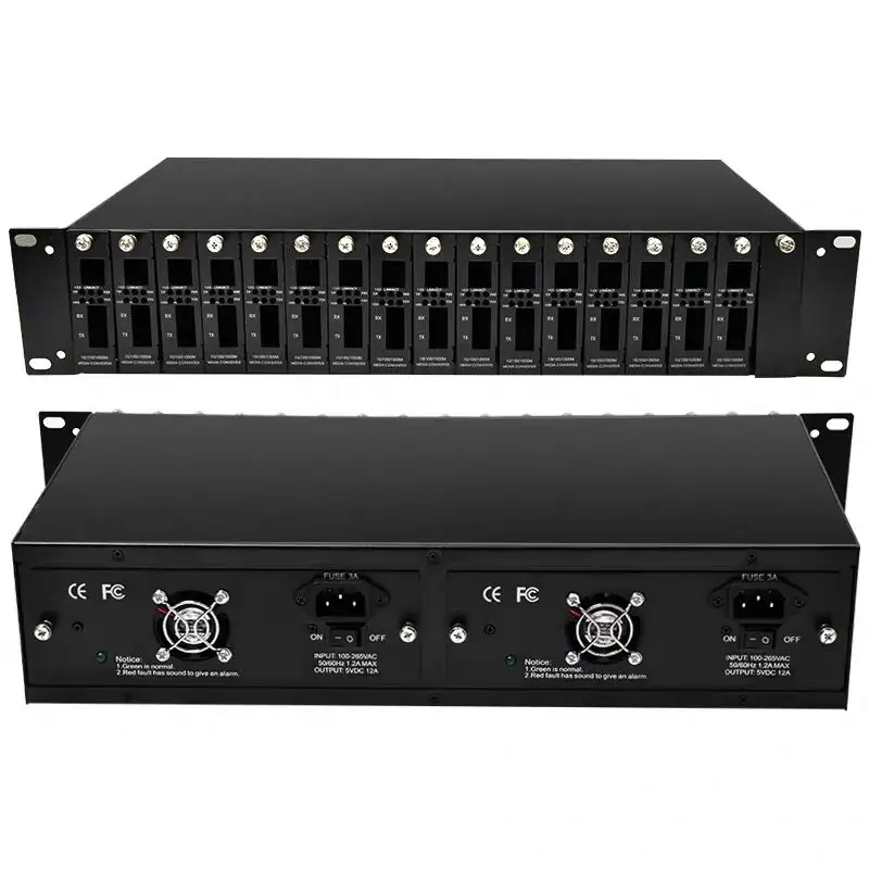 Hoge Kwaliteit Factory Supply 14 Poort 16 Poort Slots 2U Rackmount Fiber Media Converter Chassis