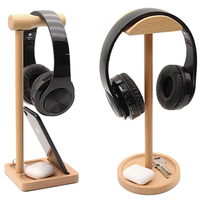 Support de casque en bois massif pour bureau, avec plateau de rangement, vente en gros