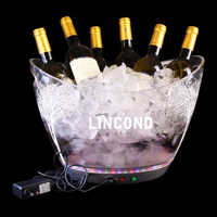 Lincond 12l seau à vin en acrylique Rechargeable LED Champagne en plastique LED seau à glace grand refroidisseur de vin