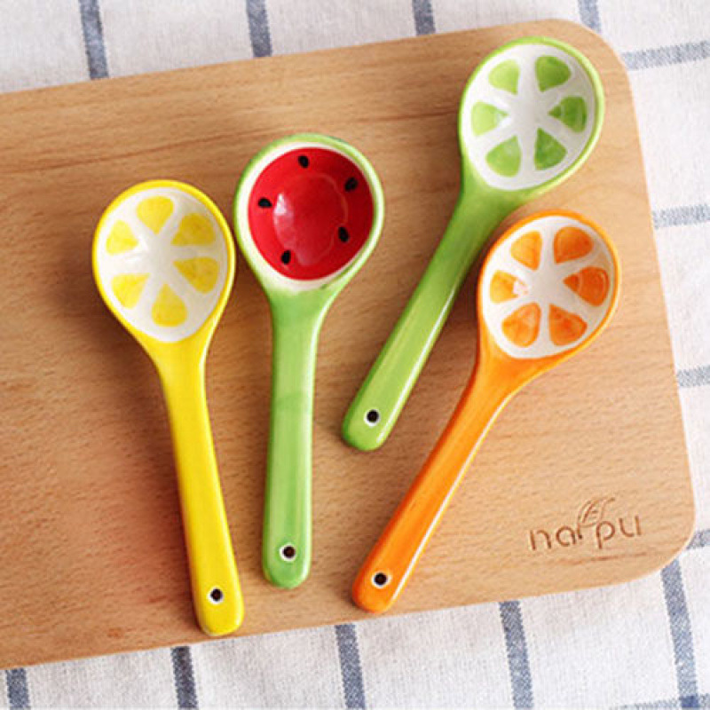 Four fruit spoons (figure color)