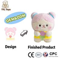 Estuche de Lápices con Diseño de Oso de Peluche Personalizado, OEM ODM, Juguete de Peluche Suave con Bufanda Azul para Niños