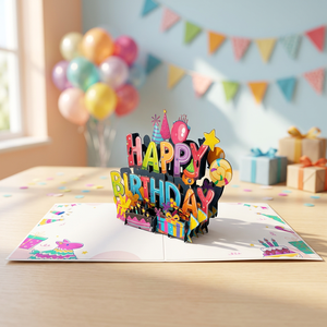 Meilleure Vente : Carte de Vœux Joyeux Anniversaire Faite Main en Papier Découpé 3D, Design Personnalisé, Décoration d'Intérieur, Art de Collection, Viet-craft - Product Image 3