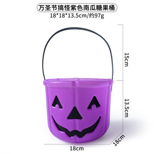 Vui Skeleton bí ngô mỉm cười mặt xô Halloween trang trí đạo cụ màu tím đen cam xanh hồng cầm Tay Kẹo xô - Product Image 5