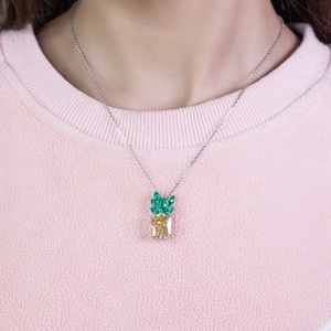 Joyería Messi, Oro Amarillo de 14k con Moissanita de Corte Radiante Amarillo, Esmeralda de Laboratorio de Corte Marquesa, Colgante de Regalo para Mujer - Product Image 5