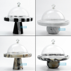 Wholesale Price Free Design Natural Stone Calacatta Viola extra Large Luxury <strong>Marble</strong> Holder <strong>Cake</strong> <strong>Stand</strong> with Lid - Product Image 4