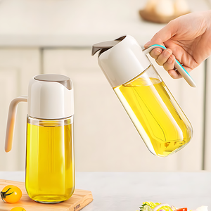 300ml 10oz distributore di olio di vetro e plastica bottiglia di olio da cucina con componenti in metallo resistente - Product Image 2