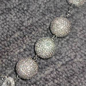 Kalung Rosario Moissanite Warna D VVS Perak 925 Bertabur Kristal Bola 15mm dengan Liontin Salib Bunda Maria - Product Image 2