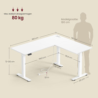 Bureau d'angle électrique en L au design moderne, réglable en hauteur, pour le gaming et le bureau, avec fonction convertible