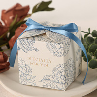 Boîte cadeau plate pliable en papier à dessin de fleurs magnifiques pour mariage, bonbons
