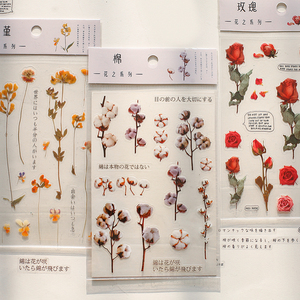 Hot 12 stili Botanical Deco Clear Stickers Set Scrapbooking Card abbellimento Plant Lover Gift adesivi a tema floreale fustellati - Product Image 3